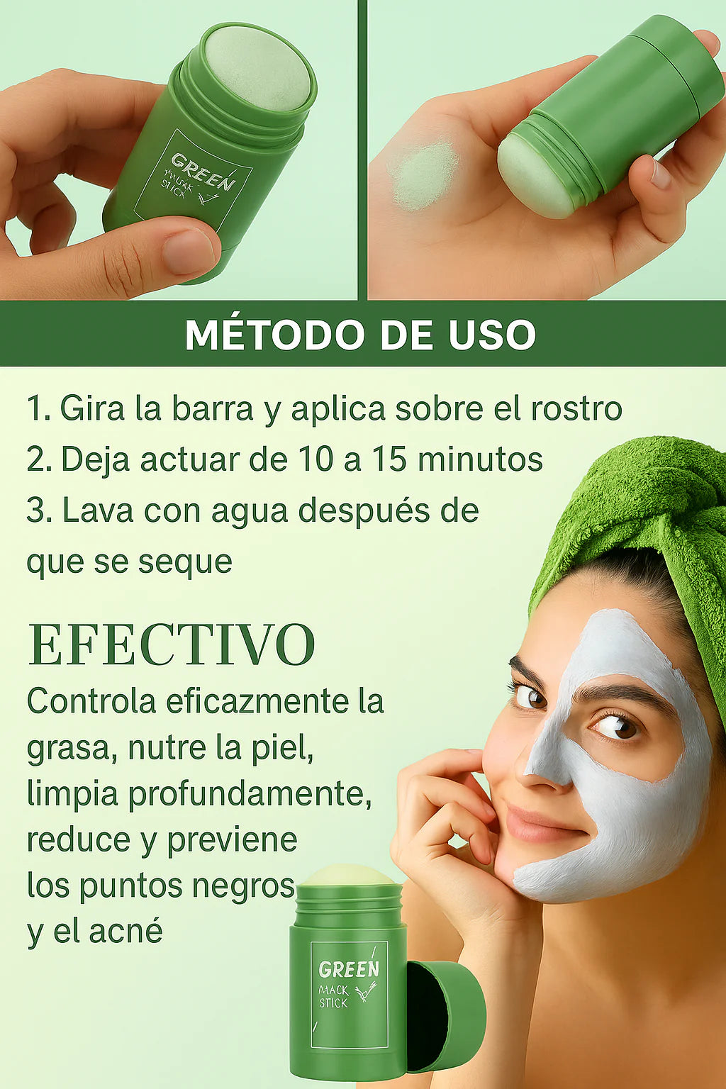 GreenBar™ | Mascarilla Facial Sólida de Té Verde